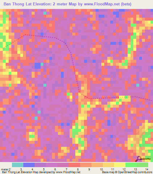 Ban Thong Lat,Thailand Elevation Map