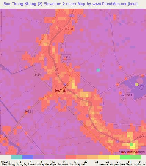 Ban Thong Khung (2),Thailand Elevation Map