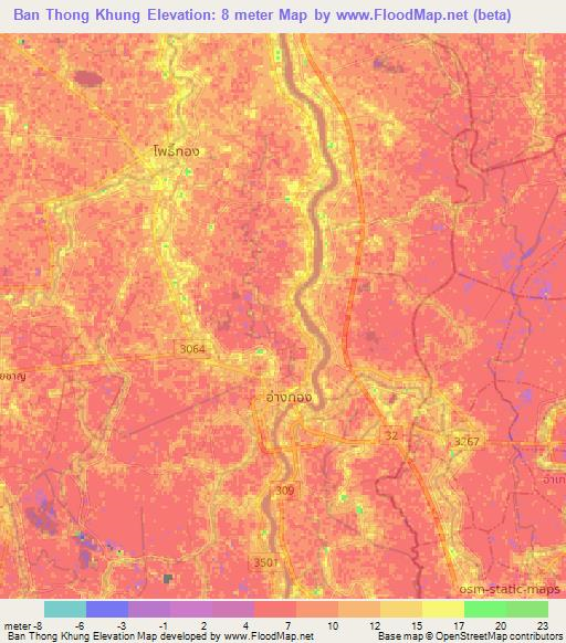 Ban Thong Khung,Thailand Elevation Map