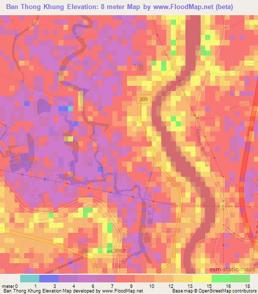 Ban Thong Khung,Thailand Elevation Map