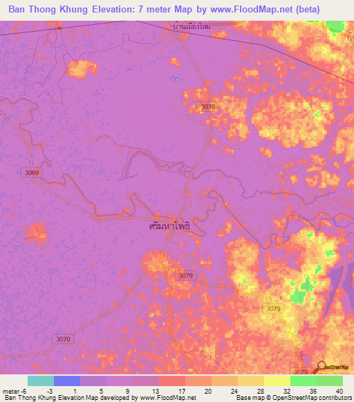 Ban Thong Khung,Thailand Elevation Map