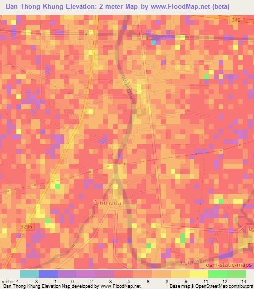 Ban Thong Khung,Thailand Elevation Map