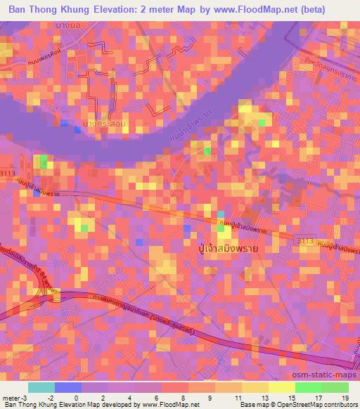 Ban Thong Khung,Thailand Elevation Map