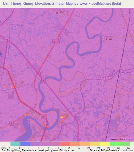 Ban Thong Khung,Thailand Elevation Map