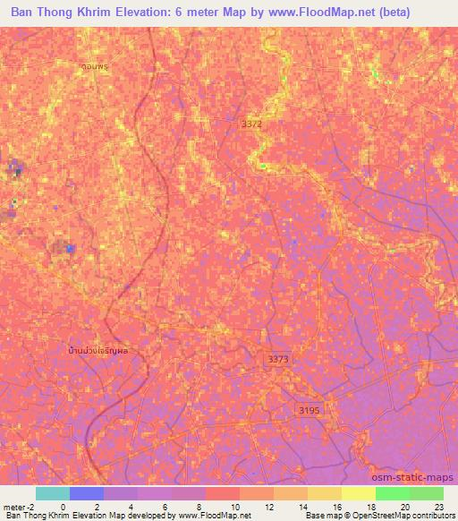 Ban Thong Khrim,Thailand Elevation Map
