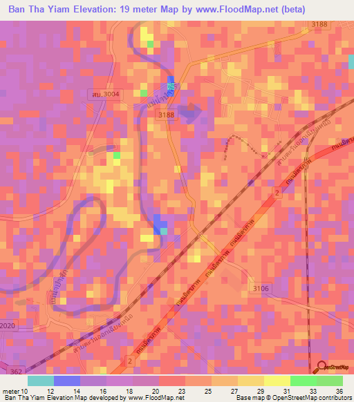 Ban Tha Yiam,Thailand Elevation Map