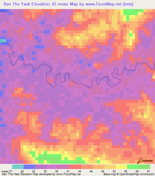 Ban Tha Yaek,Thailand Elevation Map