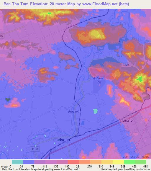 Ban Tha Tum,Thailand Elevation Map