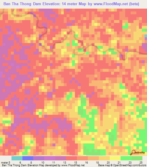 Ban Tha Thong Dam,Thailand Elevation Map