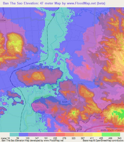 Ban Tha Sao,Thailand Elevation Map