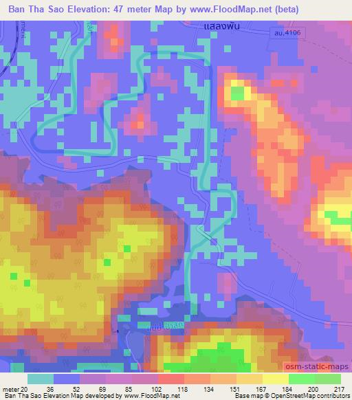 Ban Tha Sao,Thailand Elevation Map