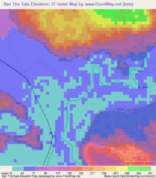 Ban Tha Sala,Thailand Elevation Map