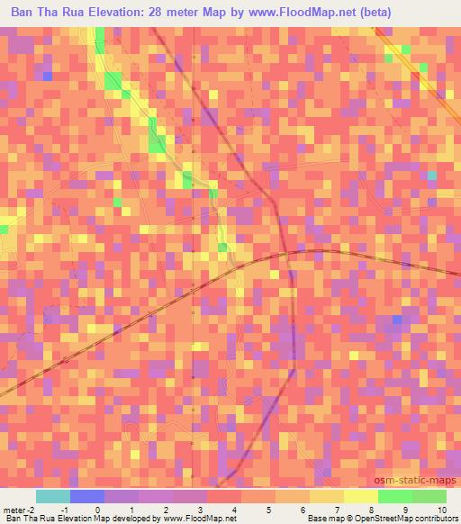 Ban Tha Rua,Thailand Elevation Map