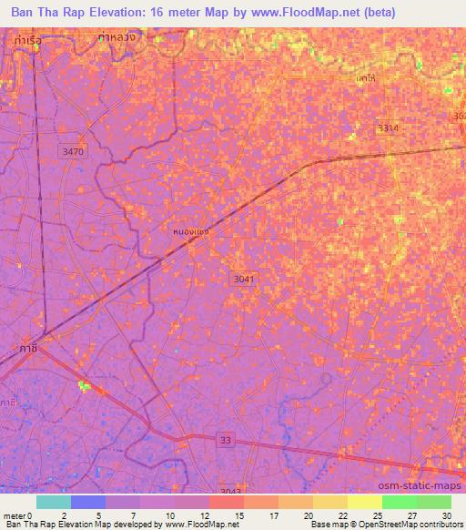 Ban Tha Rap,Thailand Elevation Map