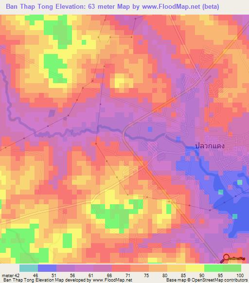 Ban Thap Tong,Thailand Elevation Map