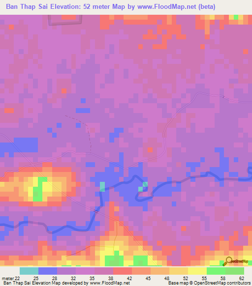 Ban Thap Sai,Thailand Elevation Map