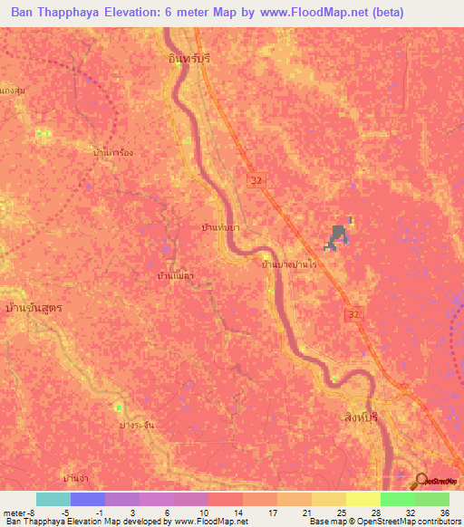 Ban Thapphaya,Thailand Elevation Map