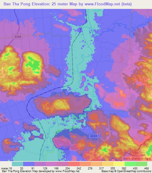 Ban Tha Pong,Thailand Elevation Map