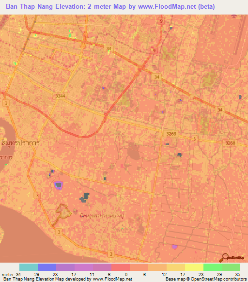 Ban Thap Nang,Thailand Elevation Map