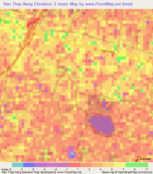 Ban Thap Nang,Thailand Elevation Map