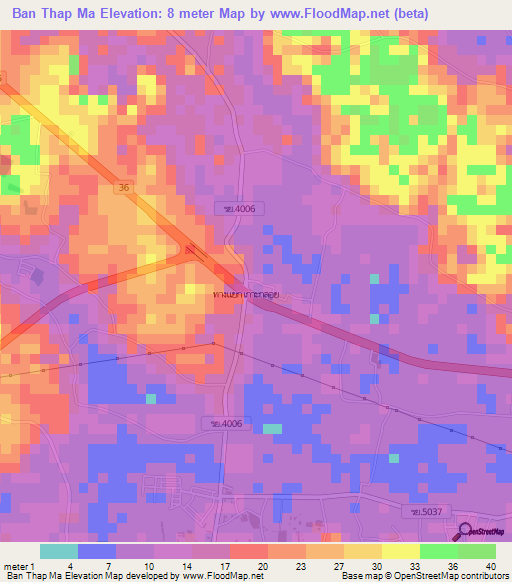 Ban Thap Ma,Thailand Elevation Map