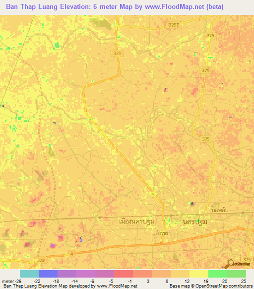 Ban Thap Luang,Thailand Elevation Map