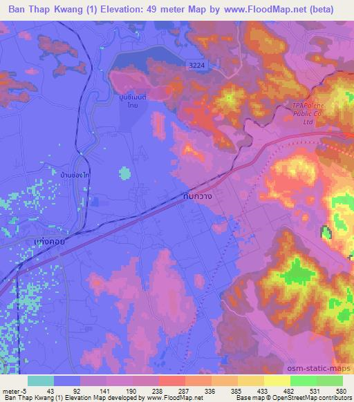 Ban Thap Kwang (1),Thailand Elevation Map