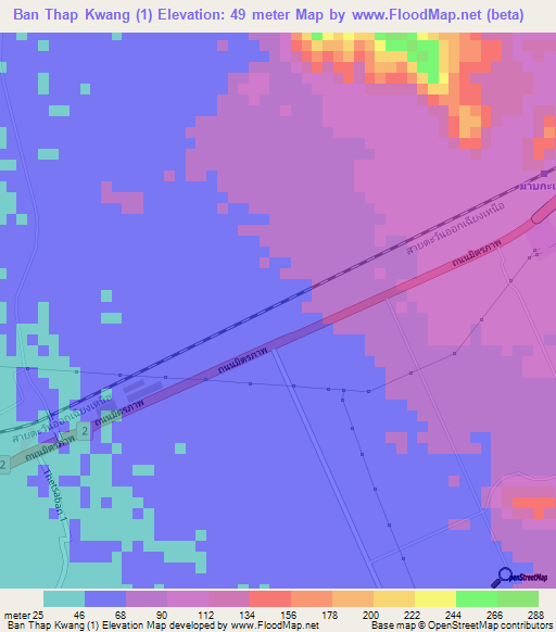 Ban Thap Kwang (1),Thailand Elevation Map