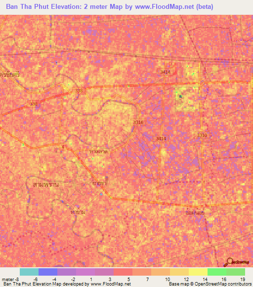 Ban Tha Phut,Thailand Elevation Map