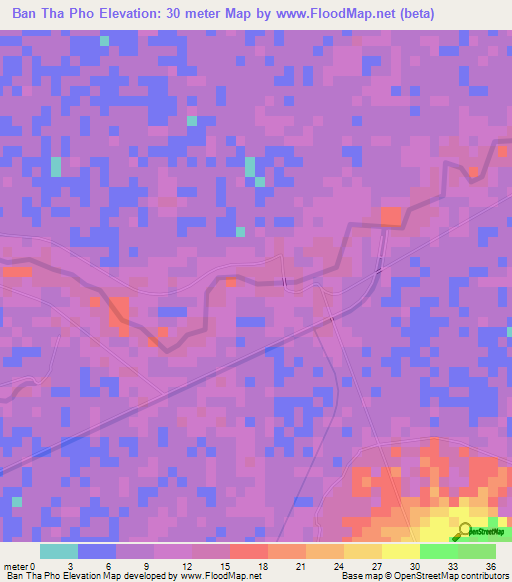 Ban Tha Pho,Thailand Elevation Map