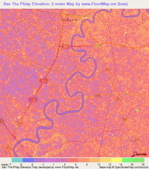 Ban Tha Phlap,Thailand Elevation Map