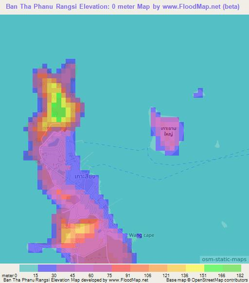 Ban Tha Phanu Rangsi,Thailand Elevation Map