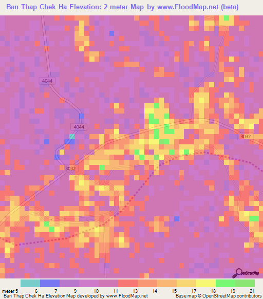 Ban Thap Chek Ha,Thailand Elevation Map