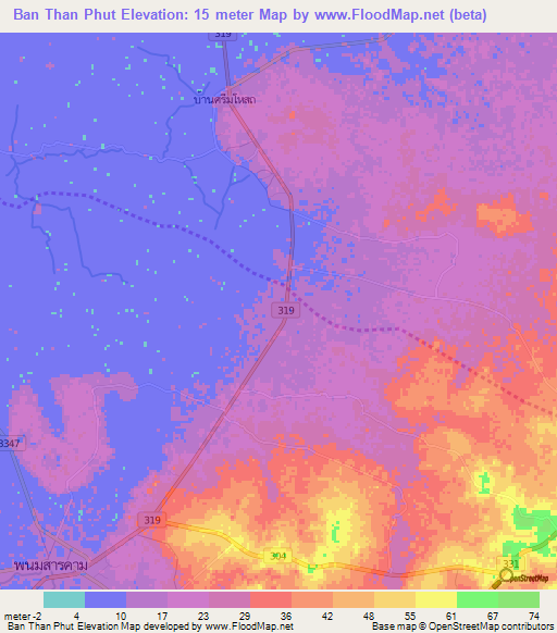 Ban Than Phut,Thailand Elevation Map