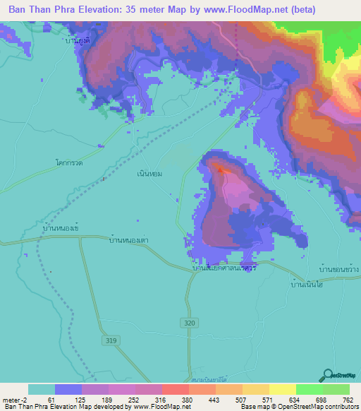 Ban Than Phra,Thailand Elevation Map