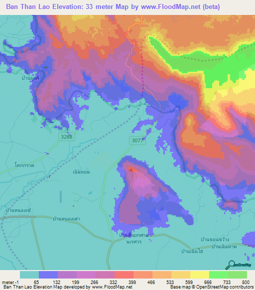 Ban Than Lao,Thailand Elevation Map