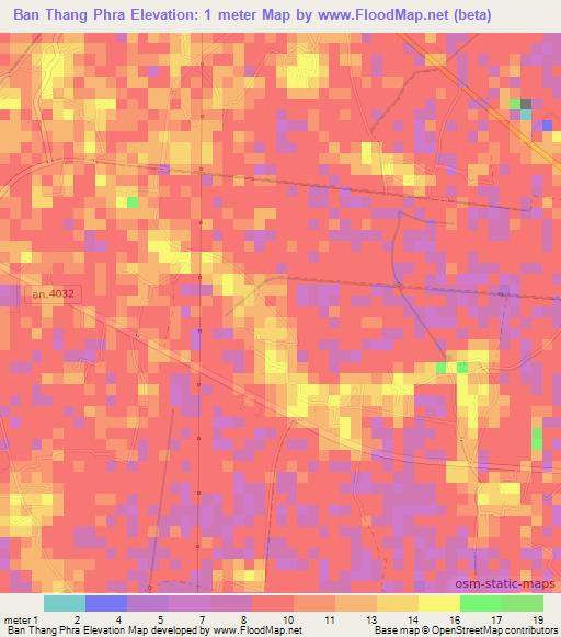 Ban Thang Phra,Thailand Elevation Map
