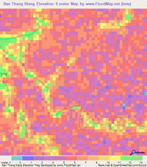 Ban Thang Klang,Thailand Elevation Map
