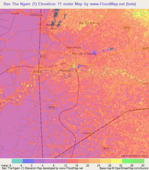 Ban Tha Ngam (1),Thailand Elevation Map