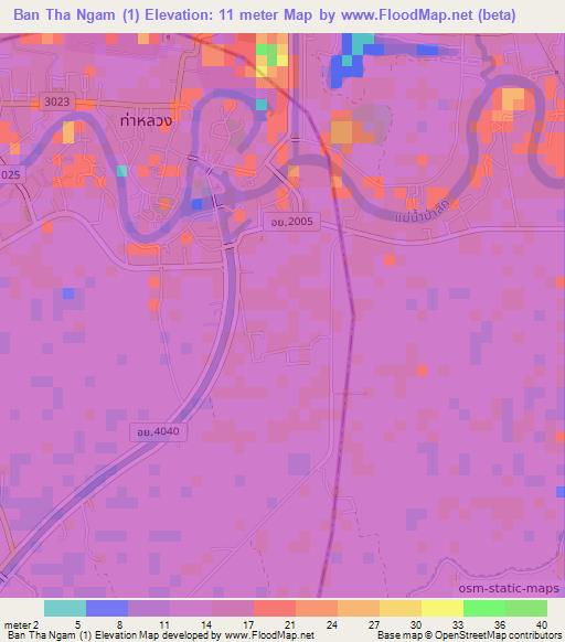 Ban Tha Ngam (1),Thailand Elevation Map