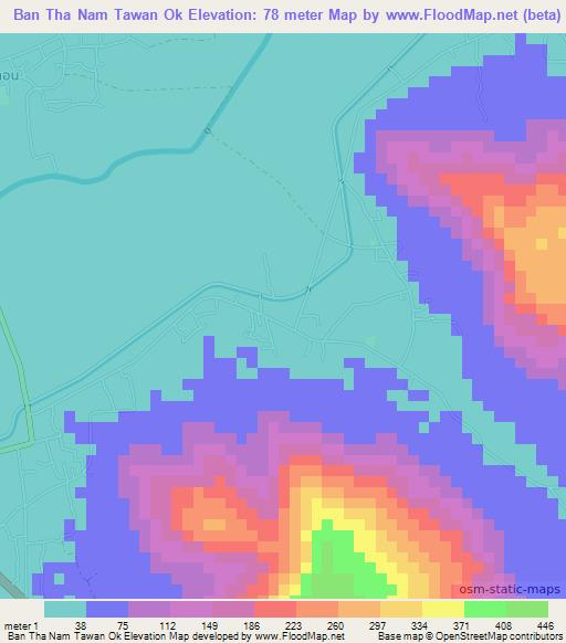 Ban Tha Nam Tawan Ok,Thailand Elevation Map