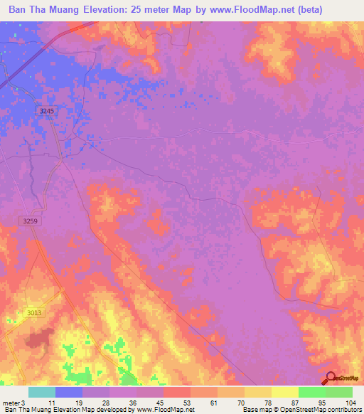 Ban Tha Muang,Thailand Elevation Map