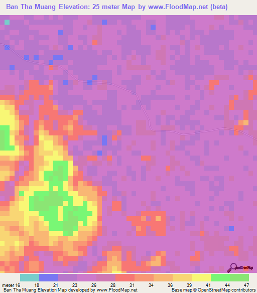 Ban Tha Muang,Thailand Elevation Map