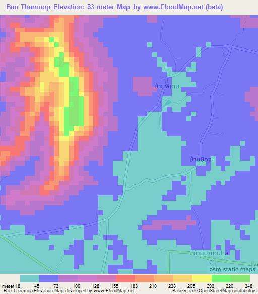 Ban Thamnop,Thailand Elevation Map