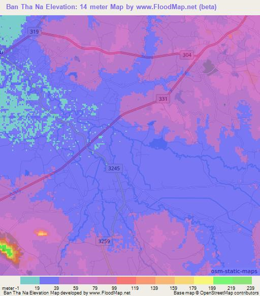 Ban Tha Na,Thailand Elevation Map