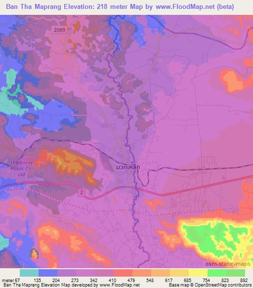 Ban Tha Maprang,Thailand Elevation Map