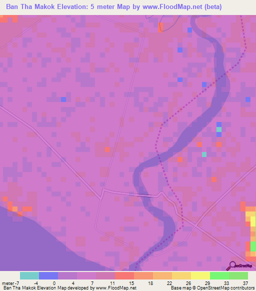 Ban Tha Makok,Thailand Elevation Map