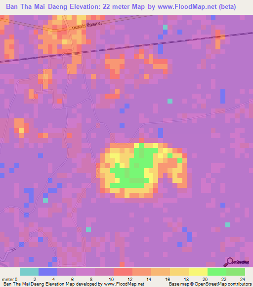 Ban Tha Mai Daeng,Thailand Elevation Map