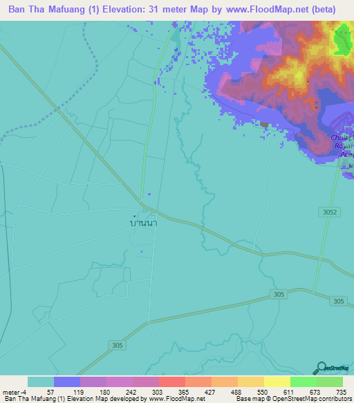 Ban Tha Mafuang (1),Thailand Elevation Map