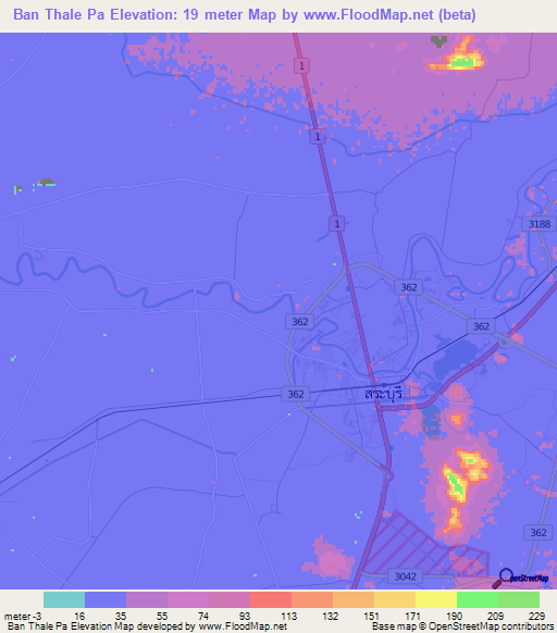 Ban Thale Pa,Thailand Elevation Map